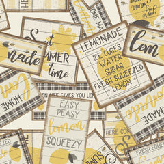 Lemonade Multi Lemonade Sign Collage Yardage by Dan DiPaolo for Clothworks