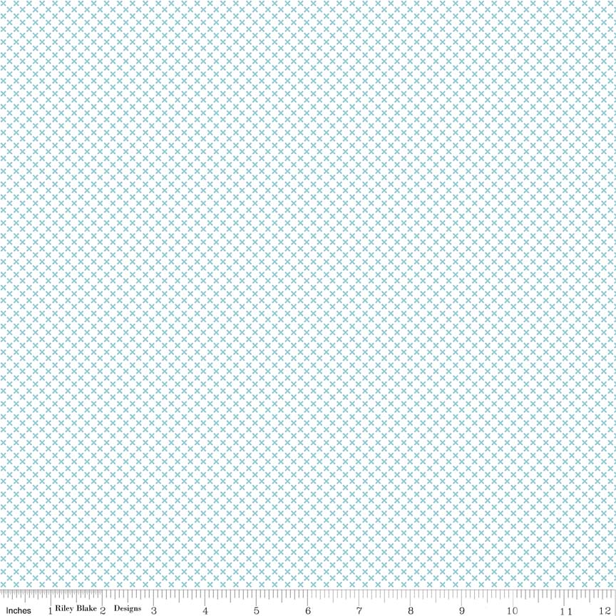 Kisses Aqua on White Yardage by Riley Blake Designs