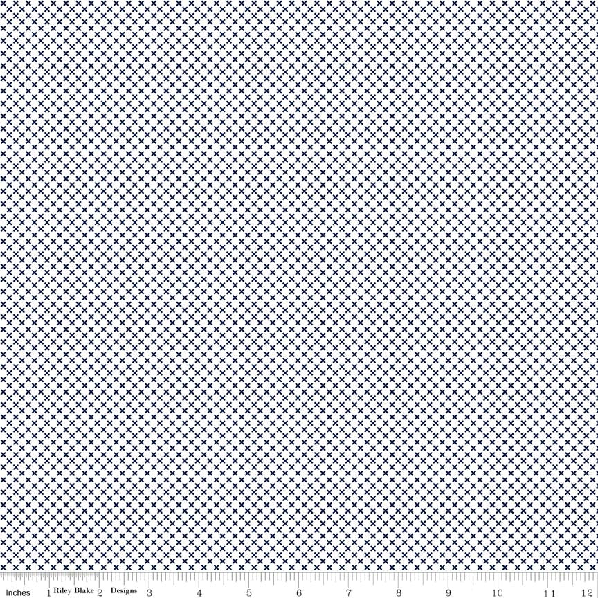 Kisses Navy on White Yardage by Riley Blake Designs