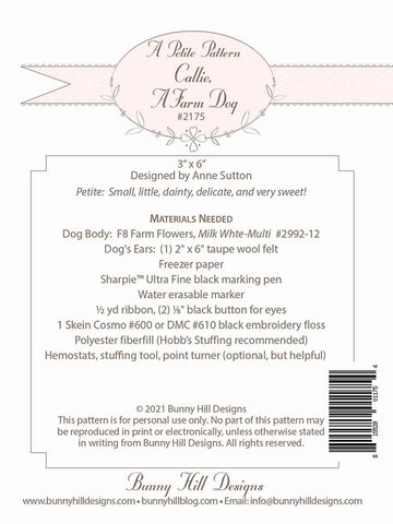 Callie, A Farm Dog Pattern by Bunny Hill Designs