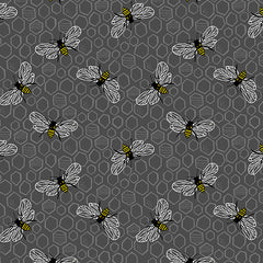 Sunny Bee Grey Bee And Comb Yardage by Andover Fabrics for Andover Fabrics