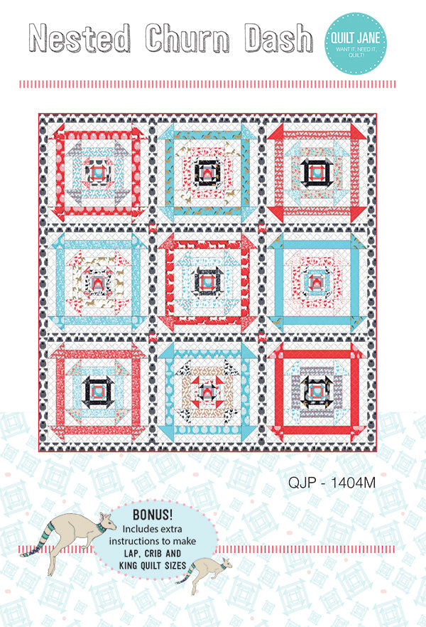 Nested Churn Dash Quilt Pattern by Quilt Jane