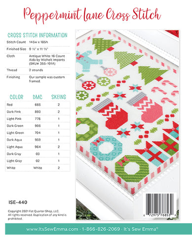 Peppermint Lane Cross Stitch Pattern by It's Sew Emma