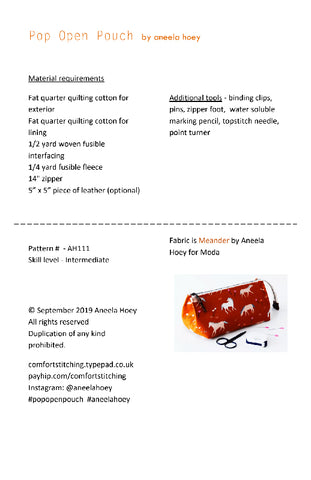 Pop Open Pouch Pattern by Aneela Hoey