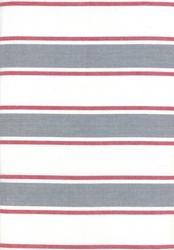 Rock Pool Toweling Grey Red Stripe yardage by Pieces to Treasure for Moda Fabrics