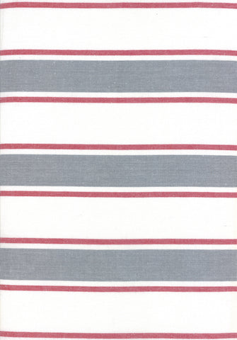 Rock Pool Toweling Grey Red Stripe yardage by Pieces to Treasure for Moda Fabrics