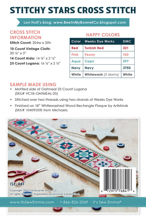 Stitchy Stars Cross Stitch Pattern by Lori Holt of Bee in My Bonnet