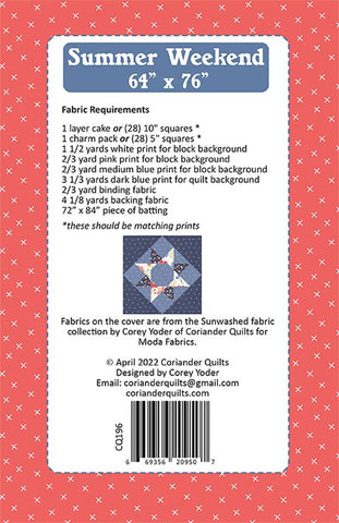 Summer Weekend Quilt Pattern by Coriander Quilts