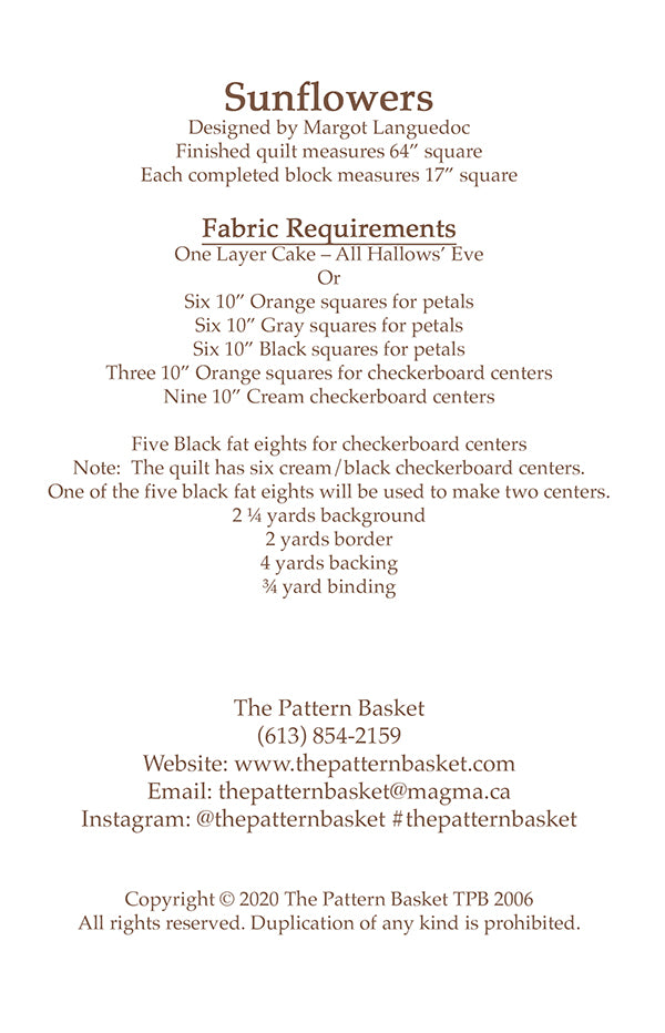 Sunflowers Quilt Pattern by The Pattern Basket