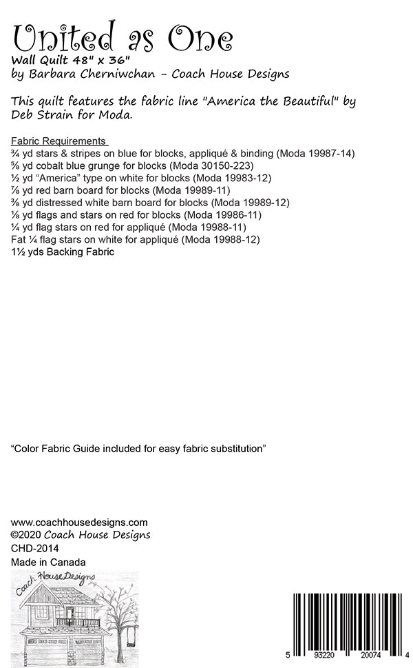 United As One Quilt Pattern by Barbara Cherniwchan for Coach House Designs