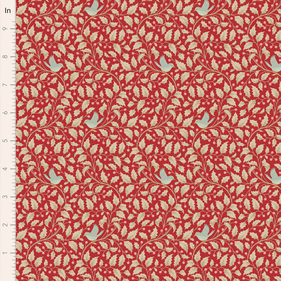 PREORDER Merry Little Christmas Red Holly Yardage by Tilda for Tilda Fabrics