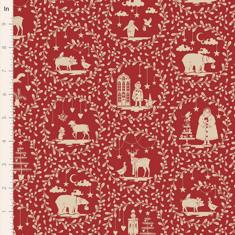 PREORDER Merry Little Christmas Burgundy Paperscenes Yardage by Tilda for Tilda Fabrics