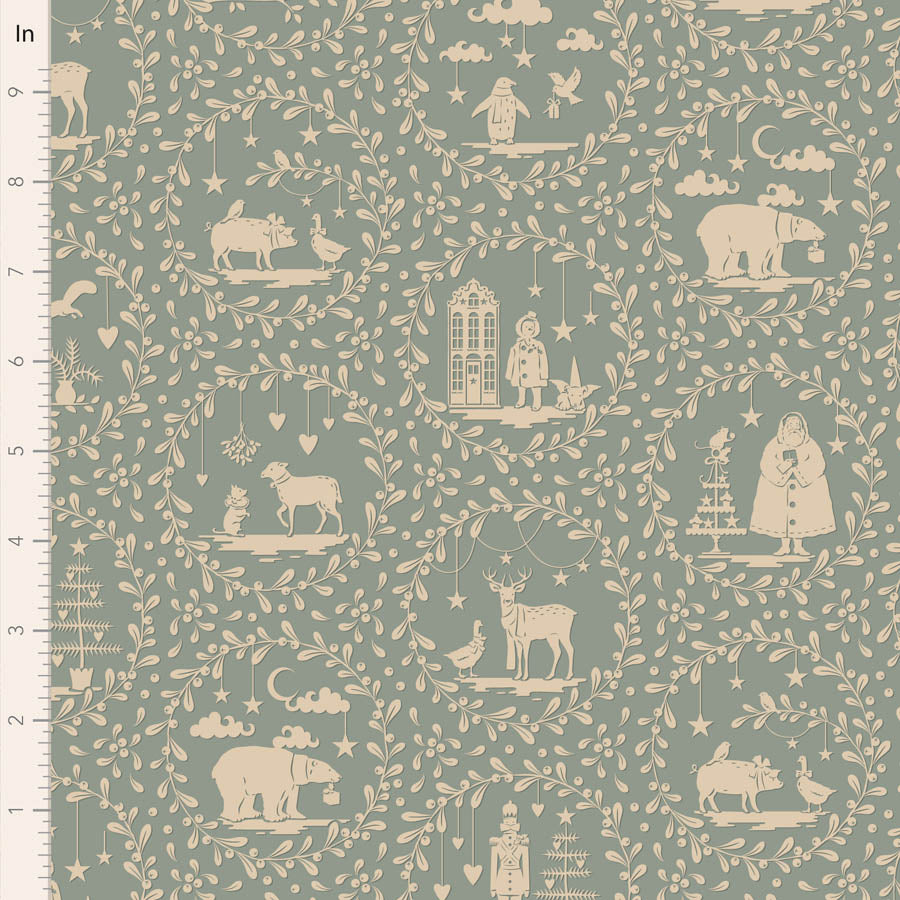 Merry Little Christmas Duckegg Paperscenes Yardage by Tilda for Tilda Fabrics