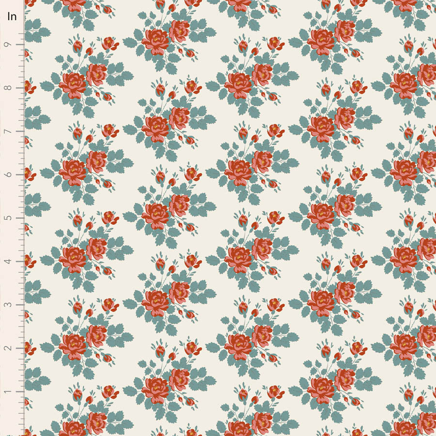 Village Life Teal Myrtle Yardage by Tilda for Tilda Fabrics