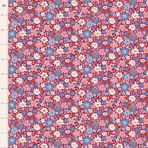 PREORDER Village Life Burgundy Esther Yardage by Tilda for Tilda Fabrics