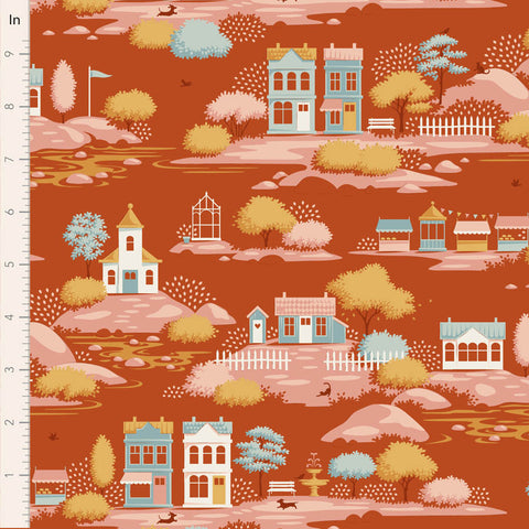 PREORDER Village Life Rust Village Yardage by Tilda for Tilda Fabrics