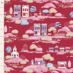 Village Life Burgundy Village Yardage by Tilda for Tilda Fabrics