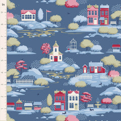 Village Life Blue Village Yardage by Tilda for Tilda Fabrics