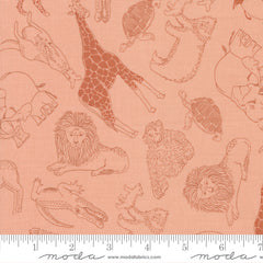 Noah's Ark Peach Animal Toss Yardage by Stacy Iest Hsu for Moda Fabrics