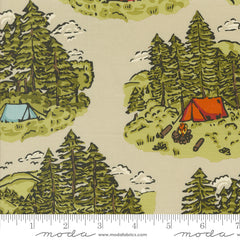 The Great Outdoors Sand Vintage Camping Yardage by Stacy Iest Hsu for Moda Fabrics
