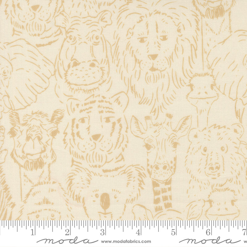 Animal Park Fun Dove Natural One Big Happy Family Yardage by Stacy Iest Hsu for Moda Fabrics