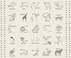 Animal Park Fun Dove Charcoal ABC Panel by Stacy Iest Hsu for Moda Fabrics