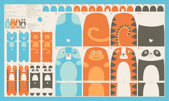 Animal Park Fun Multi Animal Stuffies Panel by Stacy Iest Hsu for Moda Fabric