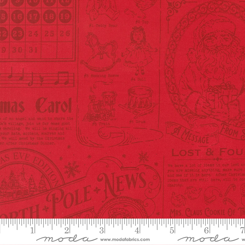 Holiday Cheer Poinsettia North Pole News Yardage by Stacy Iest Hsu for Moda Fabrics