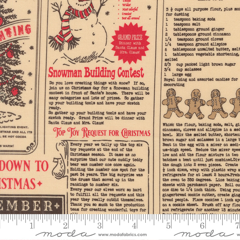 Holiday Cheer Natural Midnight North Pole News Yardage by Stacy Iest Hsu for Moda Fabrics