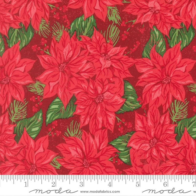 Holiday Cheer Cardinal Vintage Poinsettia Yardage by Stacy Iest Hsu for Moda Fabrics