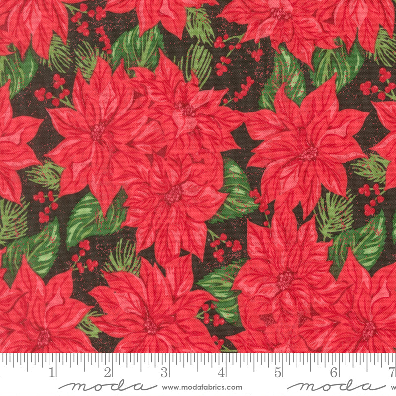 Holiday Cheer Midnight Poinsettia Vintage Poinsettia Yardage by Stacy Iest Hsu for Moda Fabrics