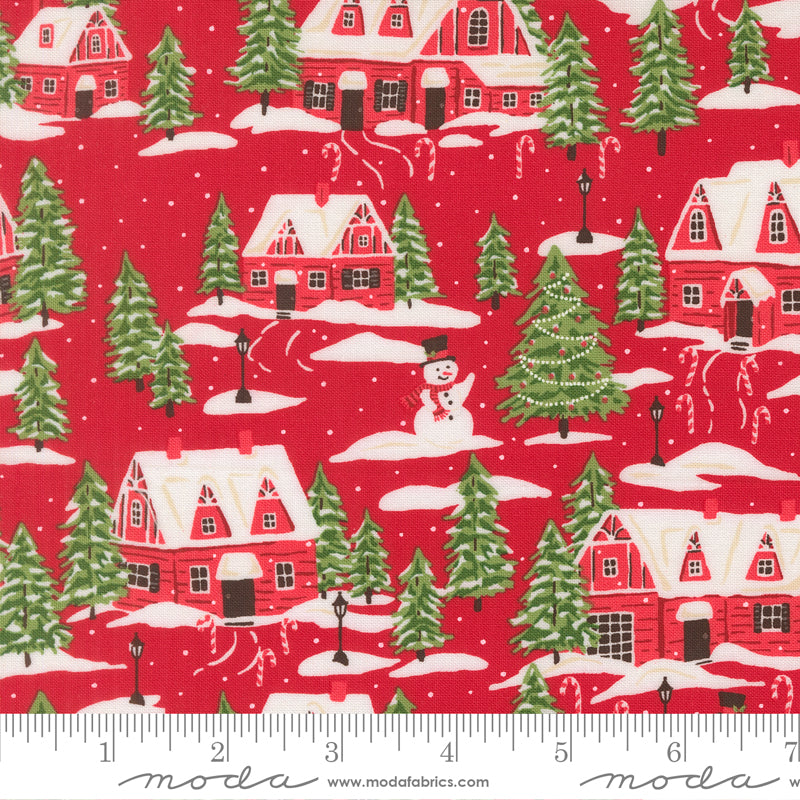 Holiday Cheer Poinsettia Cardinals Village Yardage by Stacy Iest Hsu for Moda Fabrics