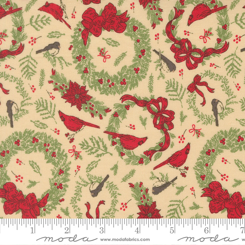 Holiday Cheer Natural Deck The Halls Yardage by Stacy Iest Hsu for Moda Fabrics