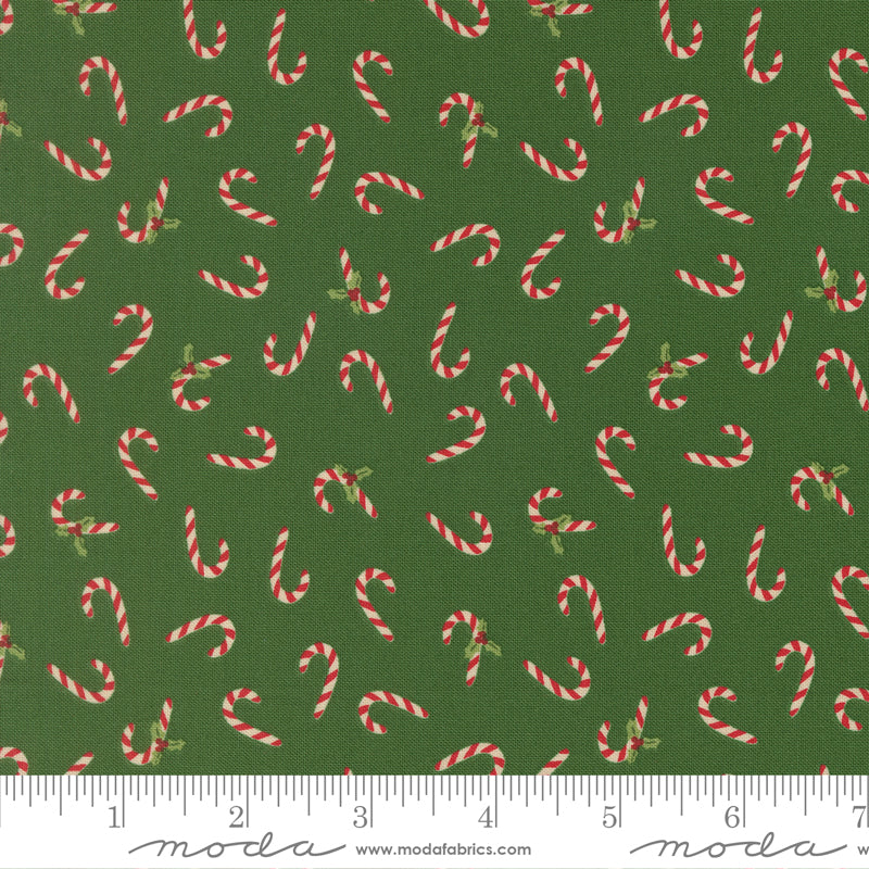 Holiday Cheer Evergreen Candy Cane Yardage by Stacy Iest Hsu for Moda Fabrics