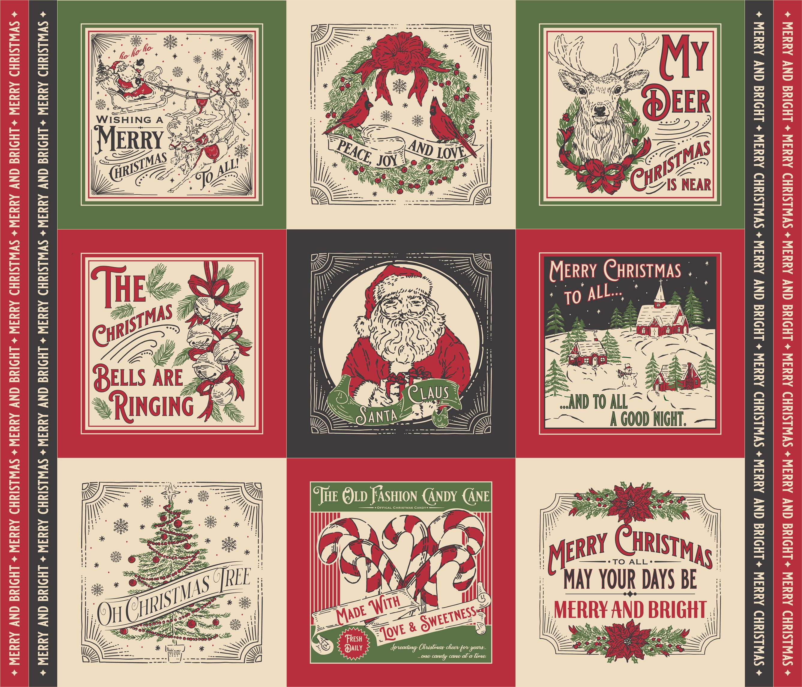 Holiday Cheer Natural Christmas Panel by Stacy Iest Hsu for Moda Fabrics