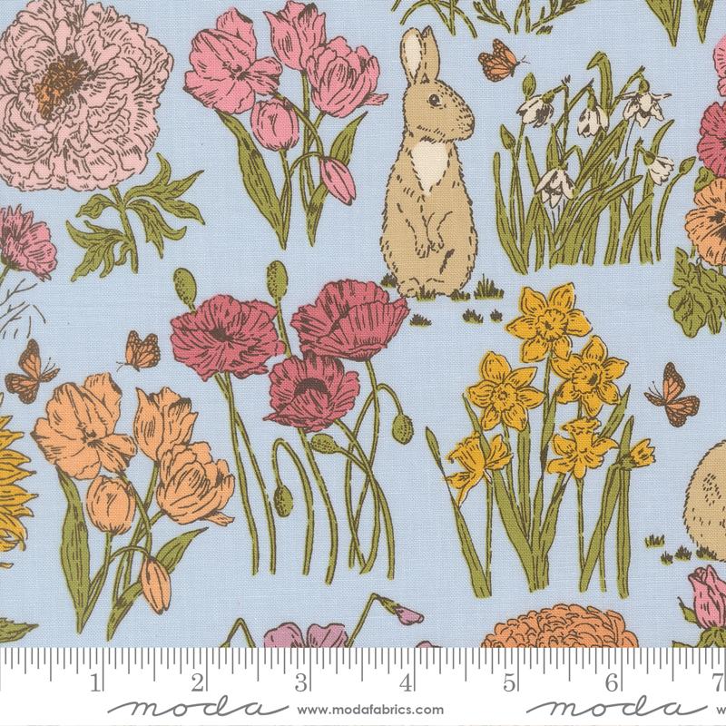 My Secret Garden Sky Garden Bunnies Yardage by Stacy Iest Hsu for Moda Fabrics
