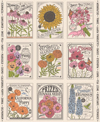 My Secret Garden Cloud Vintage Seed Packet Panel by Stacy Iest Hsu for Moda Fabrics