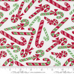 Reindeer Games Winter White Candy Cane Dance Yardage by Me and My Sister for Moda Fabrics