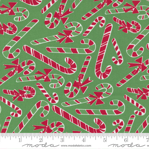 Reindeer Games Evergreen Candy Cane Dance Yardage by Me and My Sister for Moda Fabrics