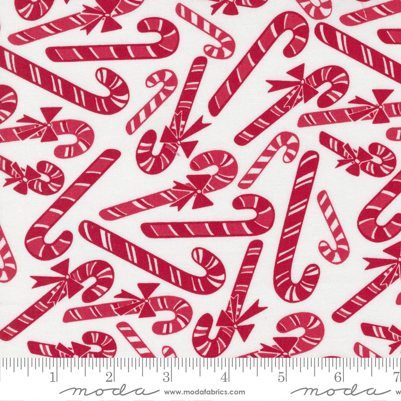Reindeer Games Winter White Red Candy Cane Dance Yardage by Me and My Sister for Moda Fabrics