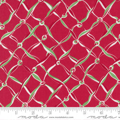 Reindeer Games Poinsettia Red Criss Cross Ribbon Yardage by Me and My Sister for Moda Fabrics