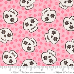 Fab Boo Lous Candy Pink Cheery Skull Yardage by Me & My Sister for Moda Fabrics