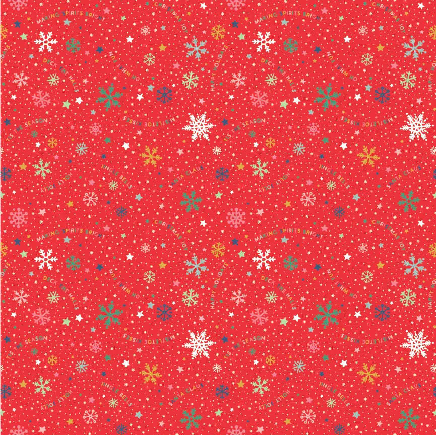 Oh What Fun Red Snowflake Fun Yardage by Elea Lutz for Poppie Cotton Fabrics