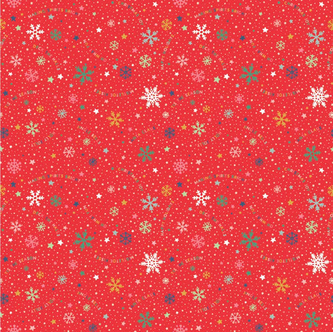 Oh What Fun Red Snowflake Fun Yardage by Elea Lutz for Poppie Cotton Fabrics