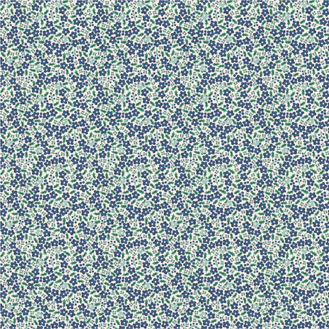 Oh What Fun Blue Holly Flowers Yardage by Elea Lutz for Poppie Cotton Fabrics