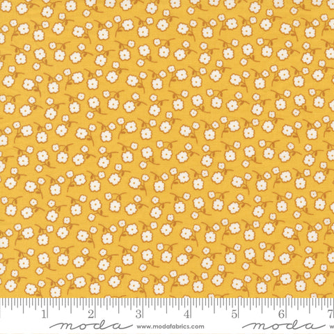BOLT END 36" Zinnia Saffron Sunny Flowers Yardage by April Rosenthal for Moda Fabrics
