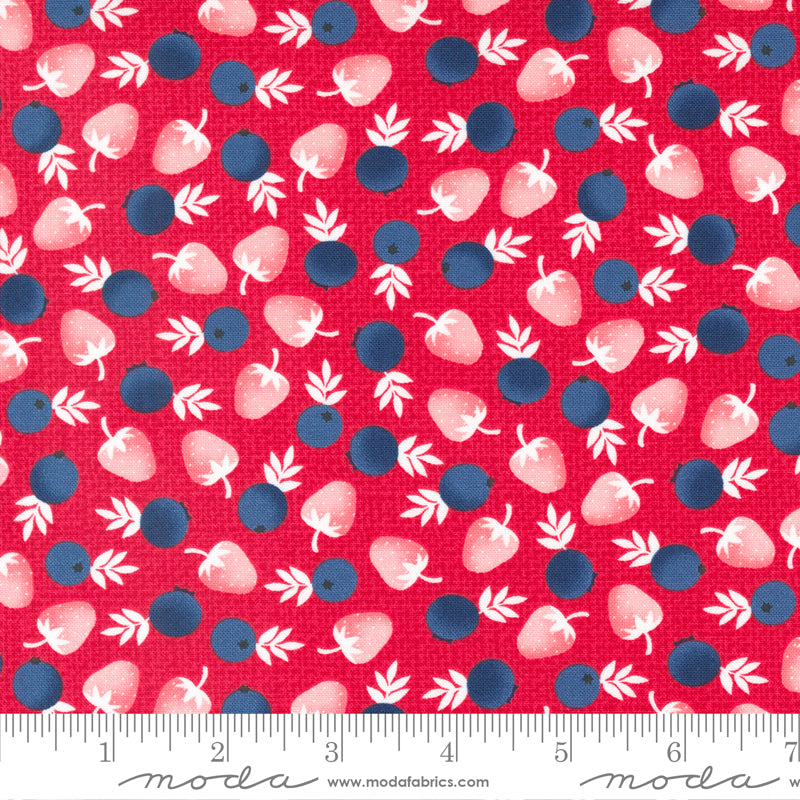 Berry Basket Cranberry Berries Yardage by April Rosenthal for Moda Fabrics