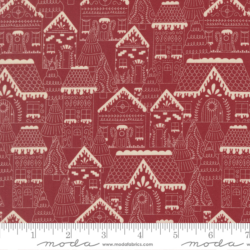 Gingerbread Lane Cranberry Gingerbread Lane Yardage by Kiley's Quilt Room for Moda Fabrics