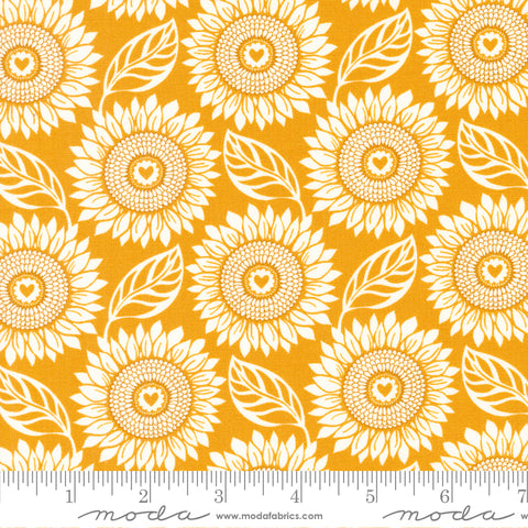 Sunflowers In My Heart Golden Tournesol Yardage by Kate Spain for Moda Fabrics