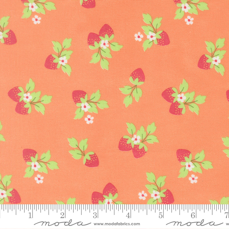 Fruit Salad Coral Strawberries Yardage by Corey Yoder for Moda Fabrics